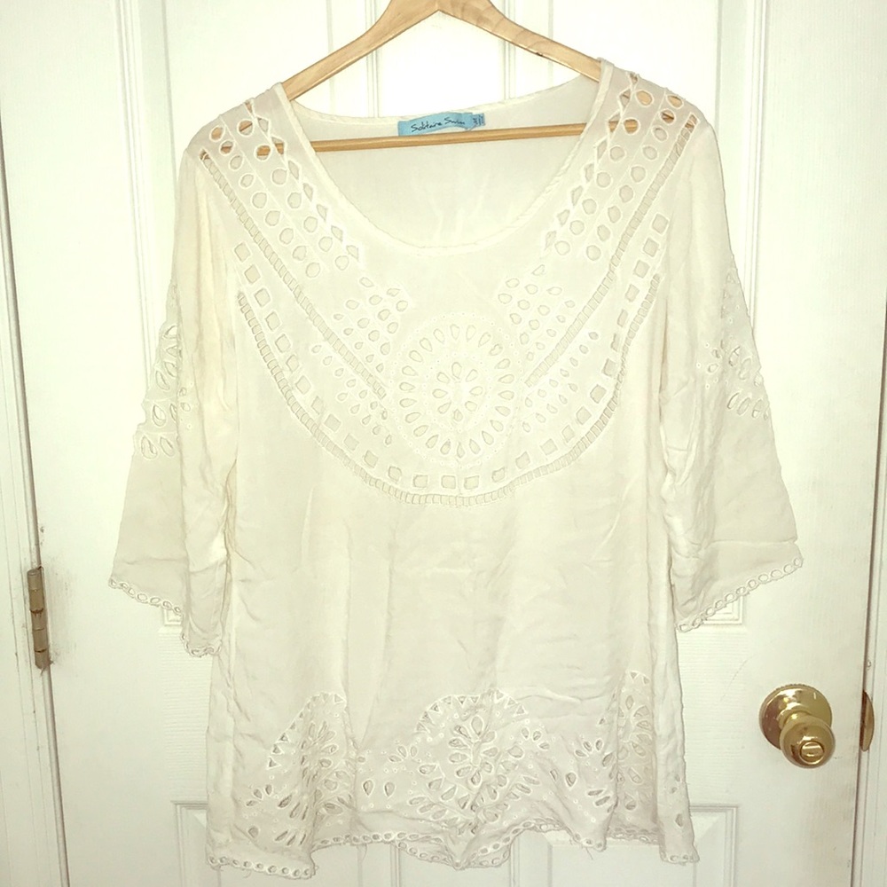 White Eyelet cotton coverup